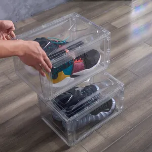 Heißer Verkauf auf Pleatice Clear Sneaker Box Schuh organisator transparente Schuh ablage