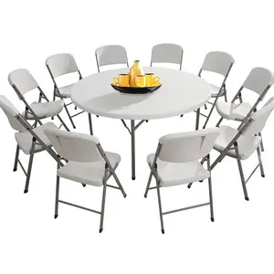 Yuvarlak taşınabilir plastik yemek piknik barbekü kamp katlanabilir masa sandalye açık katlanır masalar ve sandalyeler olaylar için