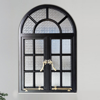 Ventanas Corredizas Horizontales Modernas de Aluminio con Arco, Personalizadas, con Malla de Fibra de Vidrio, Apertura Abatible, Acristalamiento Negro con Aislamiento Térmico