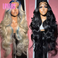 Wig rambut manusia renda depan 40 inci 30 rambut Virgin panjang lurus gelombang tubuh tanpa lem 613 Wig renda penuh grosir Wig keriting dalam