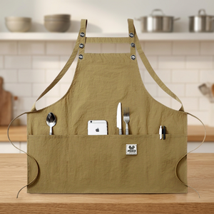 Tablier en toile personnalisé avec logo, sans manches, lavable, réutilisable, durable, avec poches pour la cuisine, le jardinage, la boulangerie, le café, le travail - Product Image 3