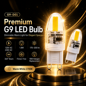 G9 LED <b>Bulb</b> 1.8W 150-200lm 110lm/W High Efficacy COB 3500K Warm White 360° Candle Lamp AC120V/230V OEM Factory - Product Image 6