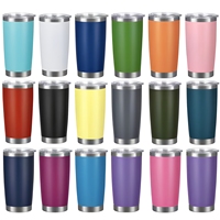 Gobelet isotherme en acier inoxydable de 20 oz avec logo personnalisé, revêtement poudré, double paroi, tasse à café pour voiture, sans BPA, vente en gros, tasse de voyage