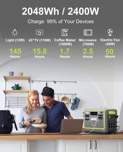 FOSSiBOT F2400 휴대용 발전소 2400W (4800W 피크) 2048Wh LiFePO4 배터리 태양광 발전기 1100W AC 500W 태양열 충전 - Product Image 2