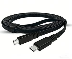 Câble USB-C vers Type-C plat 16K, pleine fonctionnalité, 240W80Gb USB4.2, cordon tressé anti-emmêlement plaqué pour MacBook Thunderbolt 5/<span class=keywords><strong>4</strong></span> <span class=keywords><strong>iPhone</strong></span> - Product Image 3