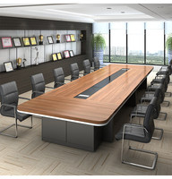 Meubles de bureau Chengdu, table de conférence longue avec chaises, design minimaliste moderne, mélamine ignifuge, 11-15 personnes