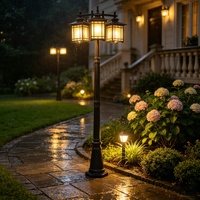 Lampadaire extérieur étanche à haut mât avec abat-jour en verre solaire et électrique, idéal pour la décoration de jardin