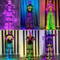 Disfraz de Robot LED de Alta Calidad con Luces Láser Iluminadas RGB, Control Remoto, Batería Recargable, Traje de Zancudo