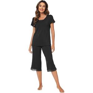 Conjunto de Pijama de Verano para Mujer al por Mayor, Top de Viscosa de Bambú Suave, Pantalones Capri, Ropa de Dormir, Ropa de Estar por Casa, Tallas S-XXL - Product Image 4