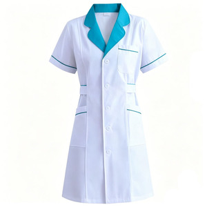 เสื้อโค้ทสีขาวแขนสั้นสำหรับร้านเสริมสวยชุดเครื่องแบบพนักงานขาย<span class=keywords><strong>พยาบาล</strong></span>แพทย์แพทย์หญิงร้านขายยา - Product Image 1