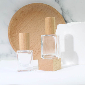 Mini contenedor de Perfume de viaje de 3ml, 5ml, 10ml, 15ml en forma de cuadrado plano o cilindro, botella de Perfume en aerosol mate de vidrio con tapa de madera - Product Image 4