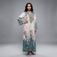 Robe longue ample et élégante en jacquard turc imprimé, respirante, style vintage, à manches longues, pour soirée musulmane, Abaya de fête 2026