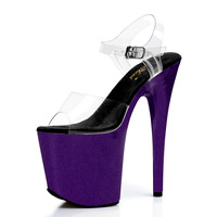 Nouvelles sandales à talons hauts et fins, avec dessus transparent, 8 pouces, sexy, plateforme épaisse, plateforme brillante, modèle de boîte de nuit, 20 cm pour la danse