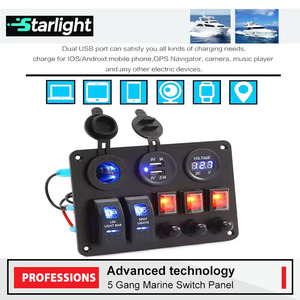 <span class=keywords><strong>Panneau</strong></span> de commande 4x4 UTV 5 modules pré-câblé en aluminium 12-24V DC avec double USB, allume-cigare, voltmètre et rétroéclairage <span class=keywords><strong>pour</strong></span> camion, <span class=keywords><strong>camping</strong></span>-<span class=keywords><strong>car</strong></span> et tout-terrain - Product Image 2
