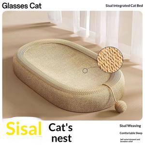 Grattoir pour chat intégré haut de gamme grand format avec lit en sisal durable et résistant aux rayures, sans peluches, style moderne, fournitures pour animaux de compagnie - Product Image 3