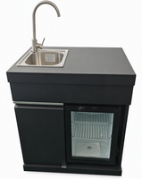 Ensemble de barbecue pour cuisine extérieure avec quatre brûleurs principaux, un brûleur latéral, comptoir en HPL pour la cuisson dans la cour