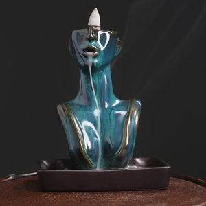 Esculturas <span class=keywords><strong>de</strong></span> cerámica mujer cara cascada cerámica reflujo quemador <span class=keywords><strong>de</strong></span> incienso para Yoga Spa meditación hogar Oficina Decoración - Product Image 5