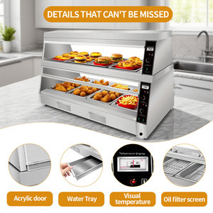 Chauffe-Plats Double Couche en Acier Inoxydable Tustin Style 400L avec Verre Transparent pour Distribution et Maintien au Chaud des Burgers - Product Image 6