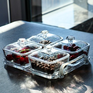 Factory Box Verpackung Glas Nussglas Haushalt <span class=keywords><strong>Candy</strong></span> Bowl <span class=keywords><strong>Set</strong></span> mit Tablett Klarglas Lagerung Snack platte - Product Image 2