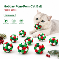 Bulk Christmas Cat Pompom Toy Ball Plush Cluster Pet Supplies, South Africa Hot Selling Kitten cat Tree Arch Two Pom Pom Balls