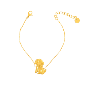 Fashion Chain <b>Bracelet</b> PVD Gold Plated 316L Stainless Steel Dog Charm Pendant Adjustable Length For Women - Product Image 2