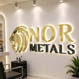 Custom Golden Mirror <strong>Letters</strong> LED Backlit 3D <strong>Wall</strong> Logo Sign Stainless Steel <strong>Letters</strong> for Salon Barber Shop Interior Branding - Product Image 1
