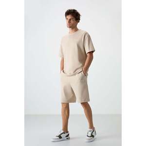 Conjunto de Pantalones Cortos para Hombre Air Jones, Color Beige, Corte Holgado, Mezcla de Algodón, Textura Gruesa y Suave, Bordado - Modelo 85250 - Product Image 1