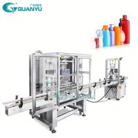Machine de remplissage de liquides et de pâtes cosmétiques et alimentaires à 6 buses pour le lavage des mains, le shampoing, avec ligne de capsulage et d'étiquetage