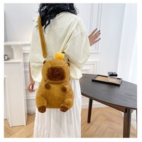 Sac à dos messager en peluche super douce et écologique, motif Capybara mignon, style dessin animé, pour enfants - Grande vente