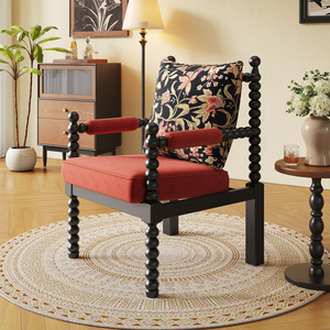 Fauteuil en bois massif antique de fabrication ISO 9001 avec coussin capitonné pour salon, chambre à coucher et salle de séjour - Product Image 5