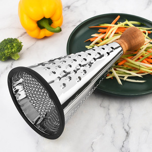 Râpe conique en acier inoxydable 24,5 cm, outil multifonction pour fromage, fruits et légumes avec manche en bois - Product Image 4