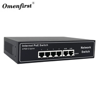 Conmutador POE Gigabit completo de 4 puertos Conmutador de red RJ45 de 6 puertos Ethernet para cámara CCTV 24V 48V Conmutador POE de 10/100/1000Mbps