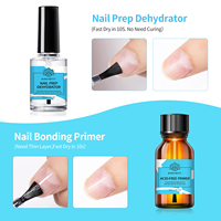 BORN PRETTY Lot de 2 : Préparateur d'ongles déshydratant et Base Coat sans acide pour gel UV acrylique, séchage à l'air, pour nail art