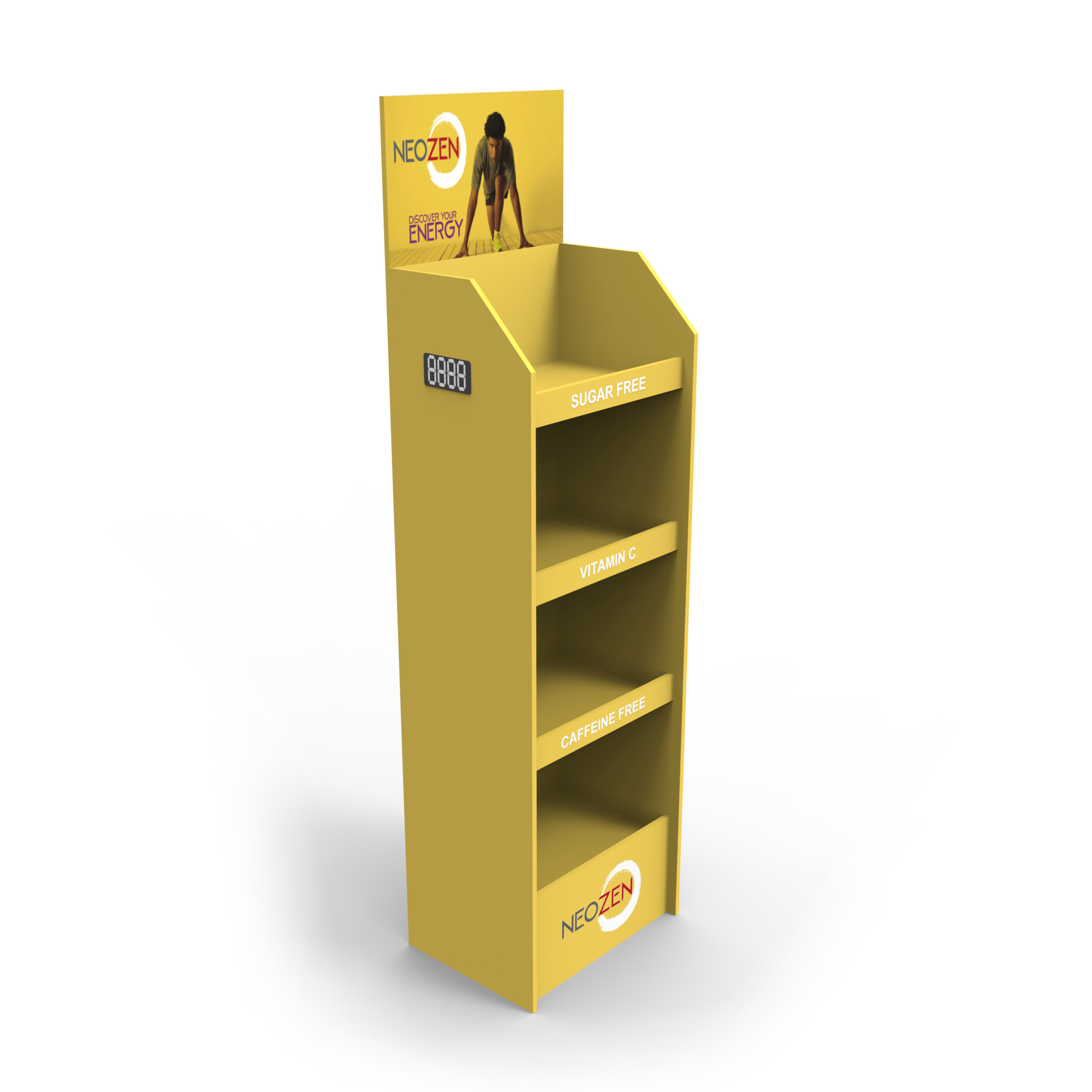 High Capacity Cardboard Drink Bottle Display Stand with Plug-in Shelves for Beverages — view 3