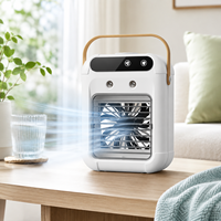Ventilateur Rafraîchisseur d'Air Portable Rechargeable 1800 mAh avec Double Pulvérisation de Brume, 2 Vitesses, Ventilateur Personnel de Refroidissement avec Poignée, Climatiseur Portable à Brume
