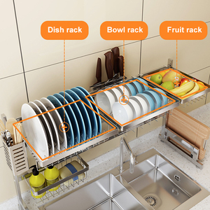 متعدد الوظائف مزدوج الطبقة حوض تخزين المطبخ رف طبق خالية من لكمة الغبار كونترتوب تجفيف خزانة أدوات الطعام حامل - Product Image 4