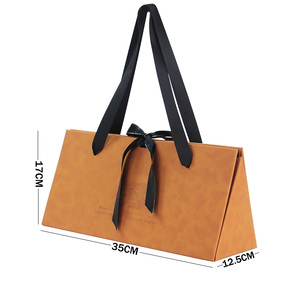 Tùy chỉnh sang trọng gấp da tráng duy nhất rượu sâm banh chai rượu vang bao bì Hộp Quà Tặng di động - Product Image 2