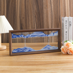 Bewegliche Sand-Landschaftskunst Sanduhr Moderner Holz-Glas-Rahmen Heim-Fotorahmen Stressabbauendes Ornament Wohnzimmer Wein - Product Image 1