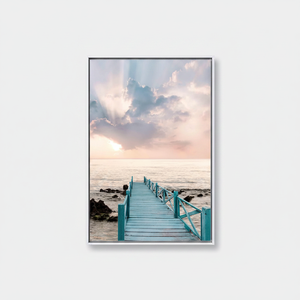<b>Canvas</b>: Coastal Sky Landscape with Wood Bridge on Sea Print,WHITE <b>FRAMED</b> <b>CANVAS</b> - Product Image 2