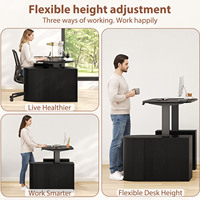 Table d'ordinateur rétro avec étagères, réglable électriquement, à deux niveaux, style vintage, pour coin lecture confortable – Fabrication OEM