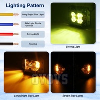 OVOVS Super lumineux et large diffusion lumière double séparé solide/stroboscopique côté tireur Cube lumières de travail encastrables Led Pods