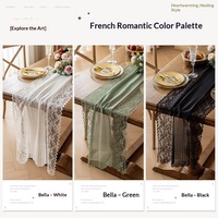 Chemin de table en dentelle 45x120cm blanc, style français ajouré, pour mariage, dîner, banquet, hôtel, décoration intérieure, vente en gros