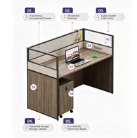 Poste de travail modulaire commercial avec cloison de bureau, bureau informatique pour 1, 2, 4 ou 6 personnes avec écran en verre dépoli pour bureau