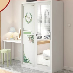 Armario Moderno con Puerta Corredera de Vidrio y Diseño Floral para Dormitorio - Product Image 1