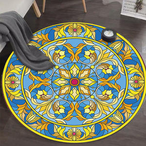 Alfombra Redonda Wan Xinlong con Diseño Mandala, Estilo Bohemio, Antideslizante, para Sala de Estar, Lavable a Máquina, Patrón YJL 132483 - Product Image 2