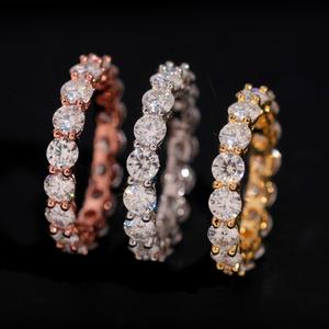 Anillos de Hombre con Incrustaciones de Moissanita de 4mm, Plata S925, con Certificado de Autenticidad, Pasa la Prueba de Diamantes, Oro Rosa - Product Image 1