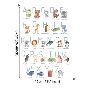 26 lettere inglesi <span class=keywords><strong>con</strong></span> animali da parete adesivo decorazione <span class=keywords><strong>per</strong></span> bambini autoadesivo in pvc decalcomanie <span class=keywords><strong>per</strong></span> parete - Product Image 4