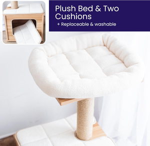 ขายส่งต้นไม้แมวทำจากไม้พร้อมฐานขนาดใหญ่ คอนโดสำหรับแมว ที่ลับเล็บทำจากปอกระเจาธรรมชาติ สามารถปรับแต่งได้ - Product Image 3