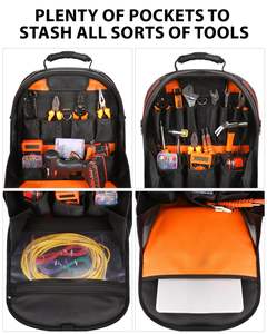 हटाने योग्य उपकरण आयोजक और लैपटॉप कम्पार्टमेंट हेवी टूल के साथ भारी शुल्क पुरुषों के काम बैकपैक टिकाऊ पॉलिएस्टर से बने - Product Image 5