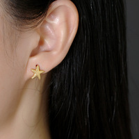 Boucles d'oreilles étoile de mer en argent sterling 925 plaqué or 18 carats style bohème
